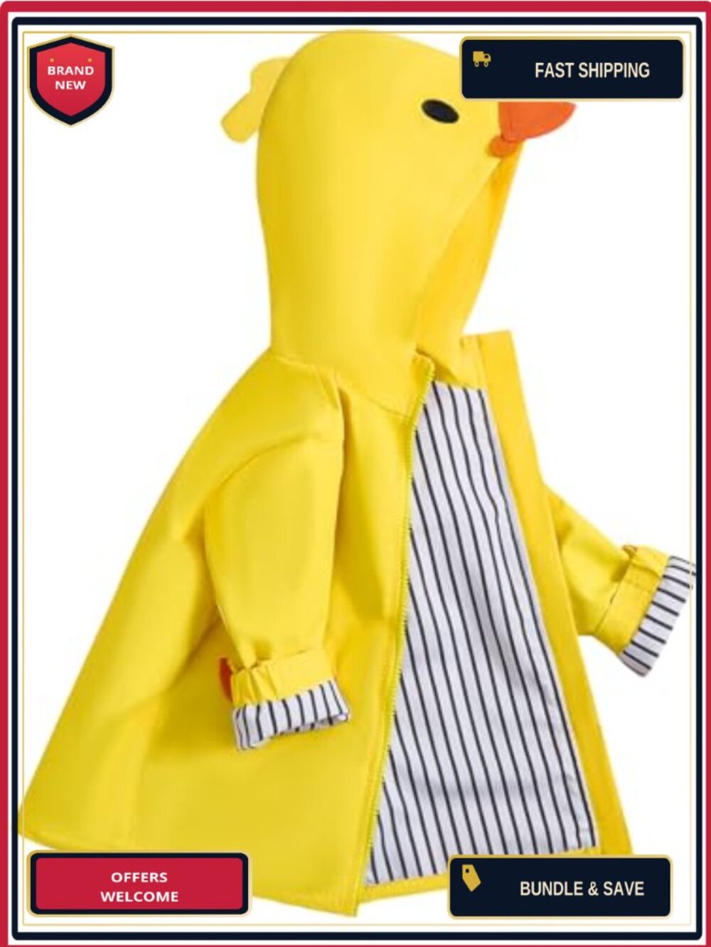 Kids Duck Raincoat Waterproof Hooded Jacket Toddler